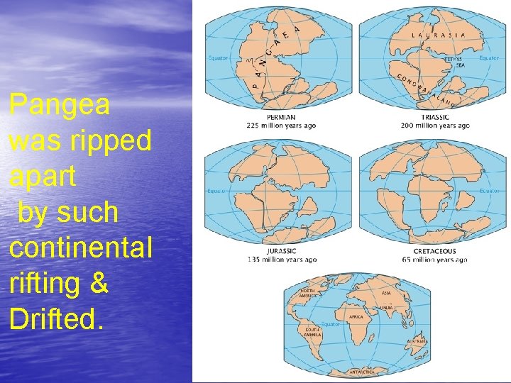 Pangea was ripped apart by such continental rifting & Drifted. 