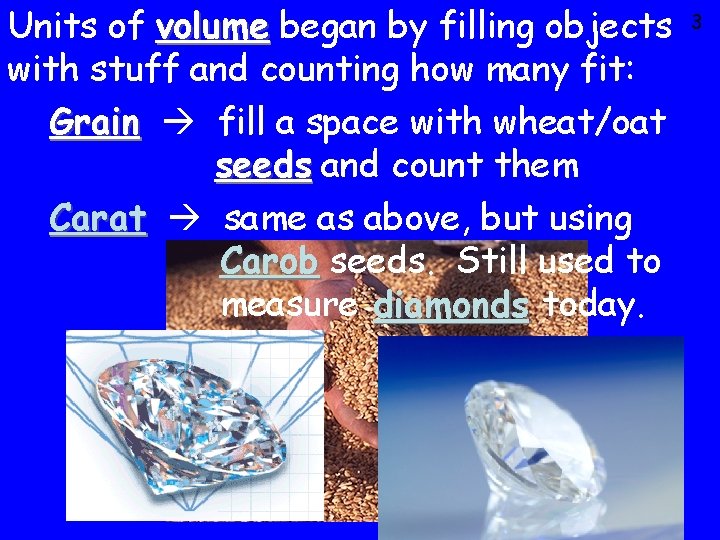 Units of volume began by filling objects with stuff and counting how many fit: Units of volume began by filling objects with stuff and counting how many fit: