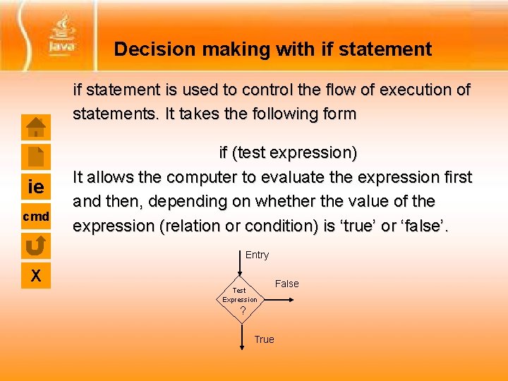 Decision making with if statement is used to control the flow of execution of