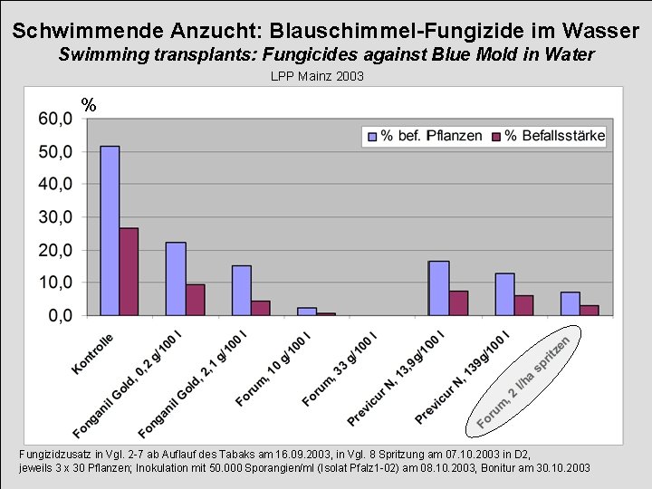 Schwimmende Anzucht: Blauschimmel-Fungizide im Wasser Swimming transplants: Fungicides against Blue Mold in Water LPP