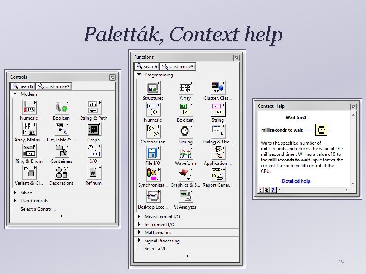Paletták, Context help 19 