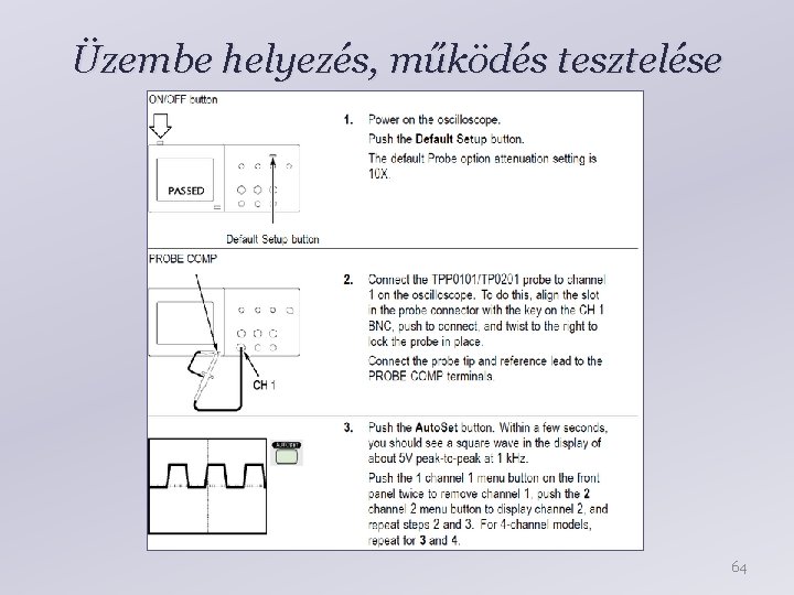 Üzembe helyezés, működés tesztelése 64 