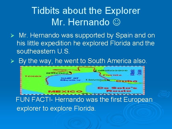 Tidbits about the Explorer Mr. Hernando was supported by Spain and on his little
