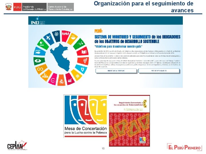 Organización para el seguimiento de avances 16 16 