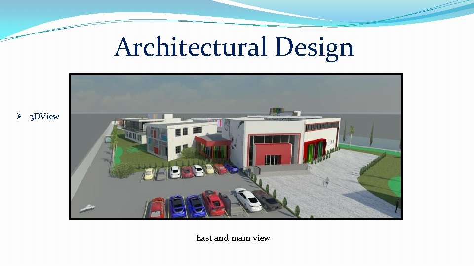 Architectural Design Ø 3 DView East and main view 