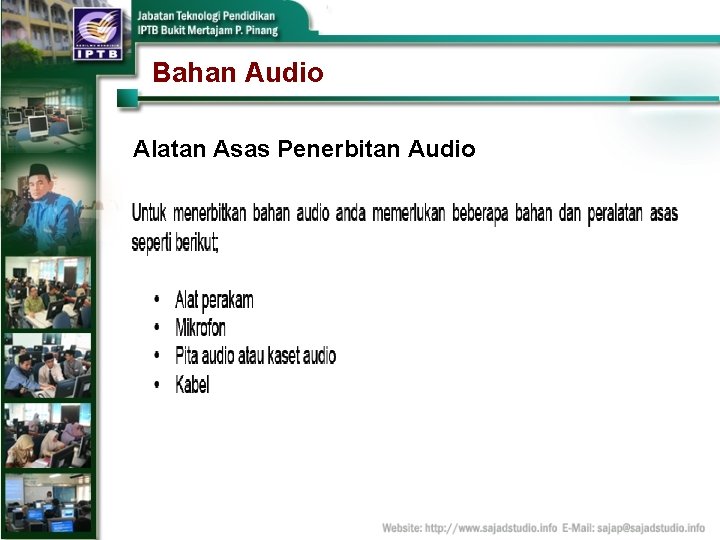 Bahan Audio Alatan Asas Penerbitan Audio 