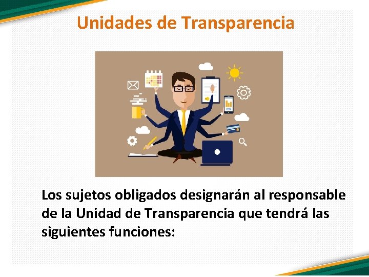 Unidades de Transparencia Los sujetos obligados designarán al responsable de la Unidad de Transparencia