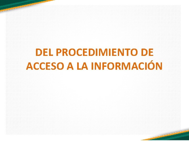 DEL PROCEDIMIENTO DE ACCESO A LA INFORMACIÓN 