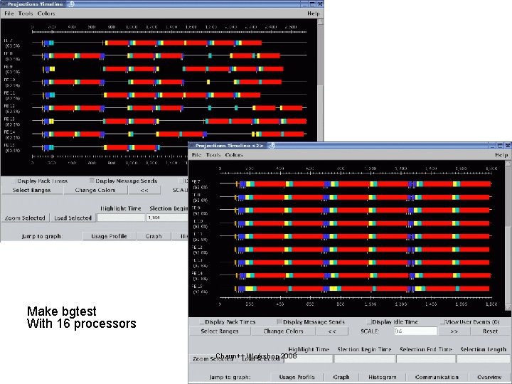 Make bgtest With 16 processors Charm++ Workshop 2008 