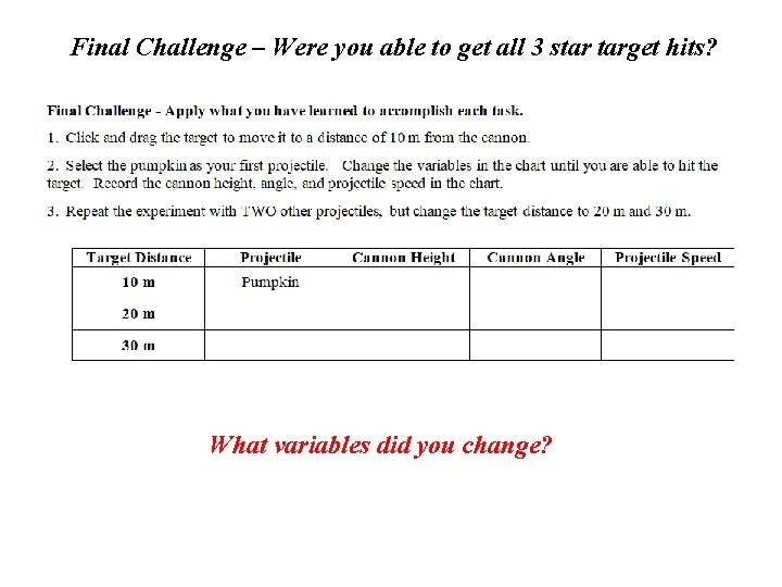 Final Challenge – Were you able to get all 3 star target hits? What Final Challenge – Were you able to get all 3 star target hits? What