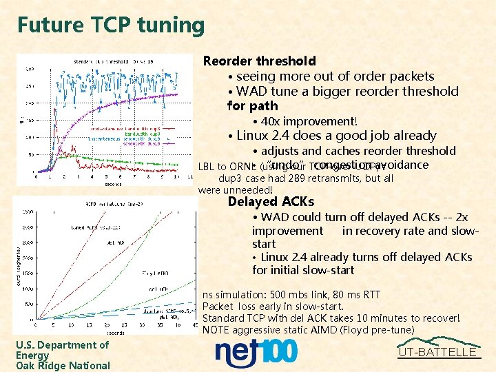 Future TCP tuning Reorder threshold • seeing more out of order packets • WAD