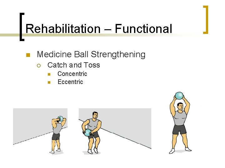 Rehabilitation – Functional n Medicine Ball Strengthening ¡ Catch and Toss n n Concentric