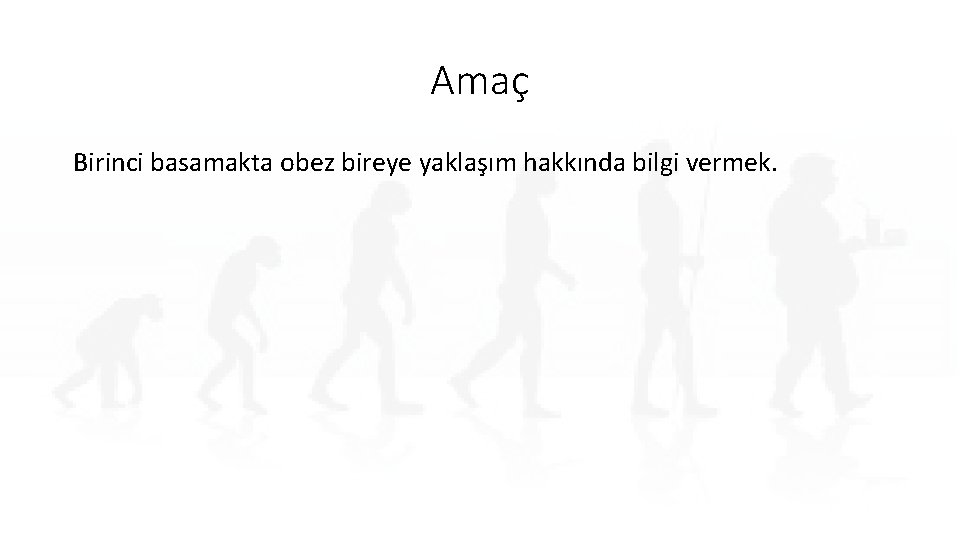 Amaç Birinci basamakta obez bireye yaklaşım hakkında bilgi vermek. 