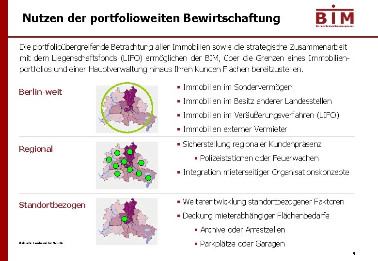 Nutzen der portfolioweiten Bewirtschaftung Die portfolioübergreifende Betrachtung aller Immobilien sowie die strategische Zusammenarbeit mit