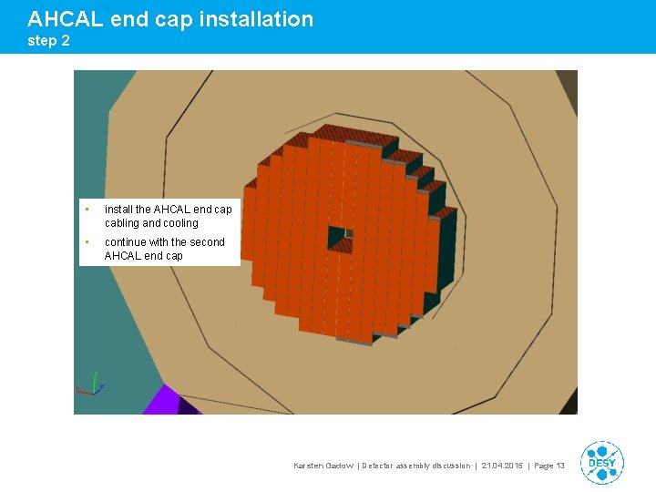 AHCAL end cap installation step 2 • install the AHCAL end cap cabling and