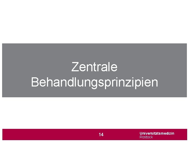 Zentrale Behandlungsprinzipien 14 Universitätsmedizin Rostock 