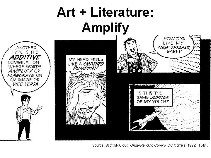 Art + Literature: Amplify Source: Scott Mc. Cloud, Understanding Comics (DC Comics, 1999): 154/1.