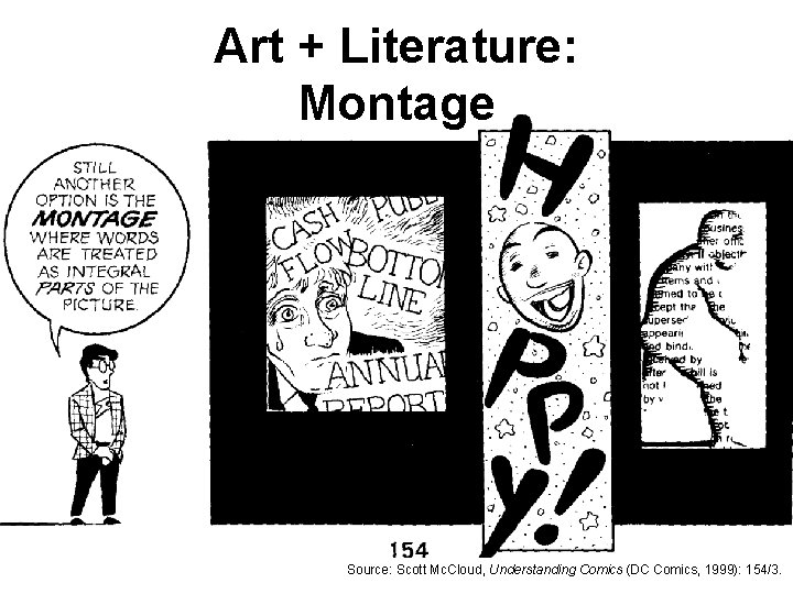 Art + Literature: Montage Source: Scott Mc. Cloud, Understanding Comics (DC Comics, 1999): 154/3.