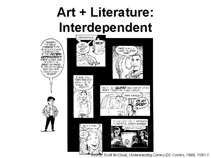 Art + Literature: Interdependent Source: Scott Mc. Cloud, Understanding Comics (DC Comics, 1999): 155/1