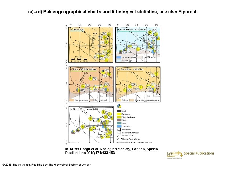 (a)–(d) Palaeogeographical charts and lithological statistics, see also Figure 4. M. M. ter Borgh