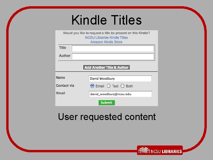 Kindle Titles User requested content 