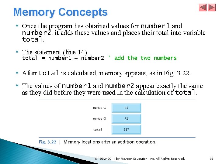 Memory Concepts Once the program has obtained values for number 1 and number 2, Memory Concepts Once the program has obtained values for number 1 and number 2,