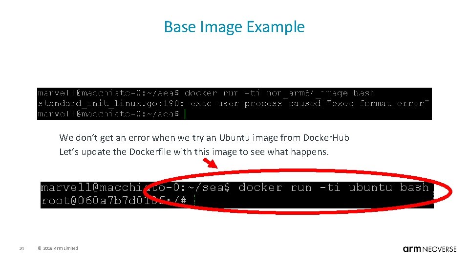 Base Image Example We don’t get an error when we try an Ubuntu image
