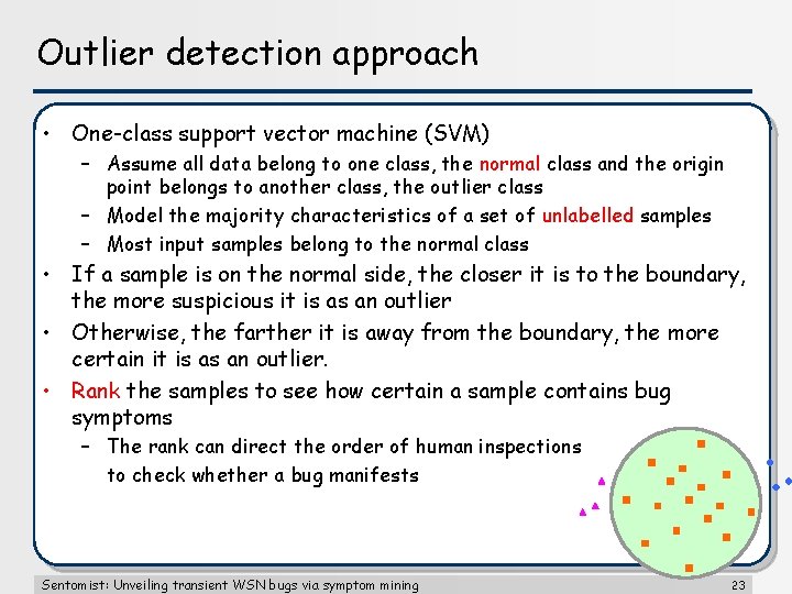 Outlier detection approach • One-class support vector machine (SVM) – Assume all data belong