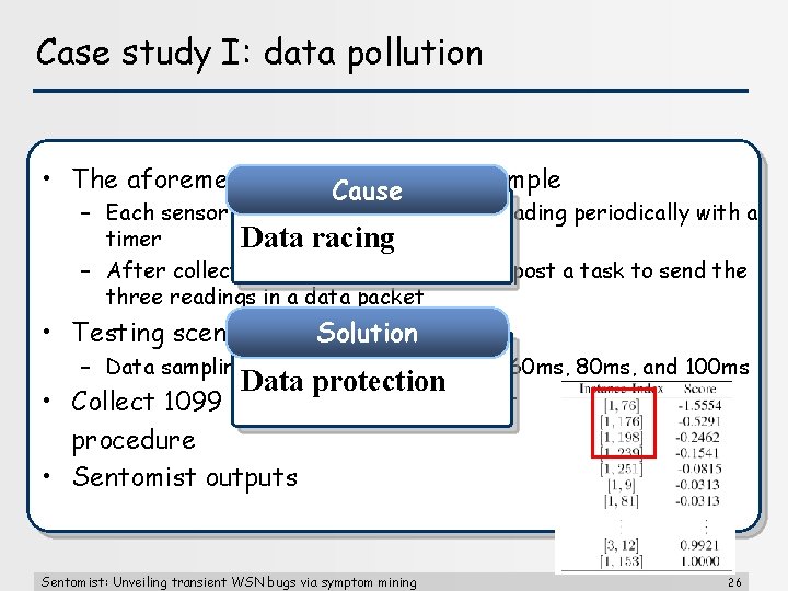 Case study I: data pollution • The aforementioned motivating example Cause – Each sensor
