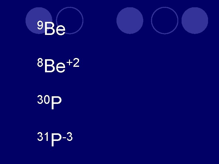 9 Be 8 Be+2 30 P 31 P-3 
