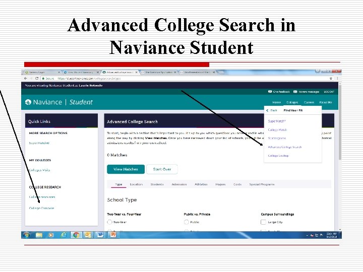 Advanced College Search in Naviance Student 