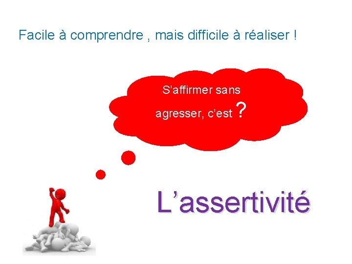 Facile à comprendre , mais difficile à réaliser ! S’affirmer sans agresser, c’est ?