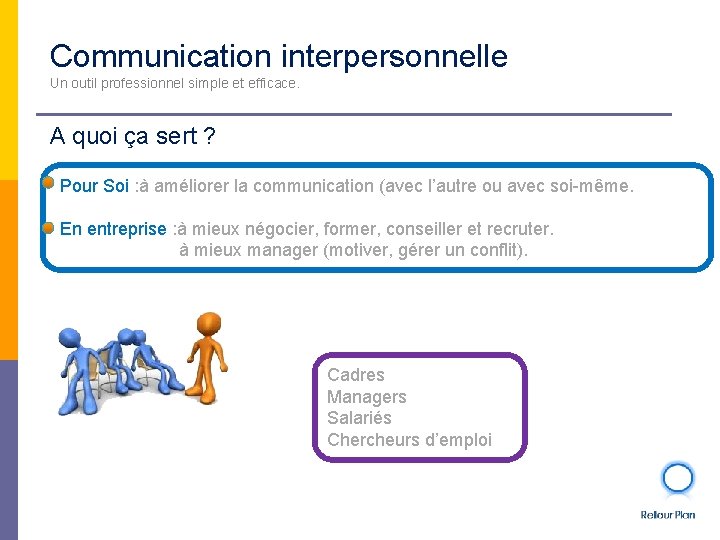 Communication interpersonnelle Un outil professionnel simple et efficace. A quoi ça sert ? Pour