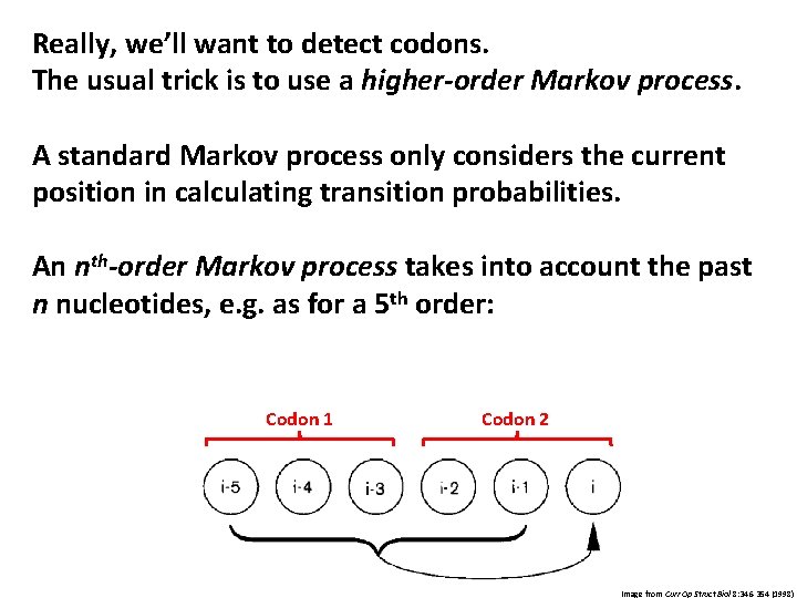 Really, we’ll want to detect codons. The usual trick is to use a higher-order