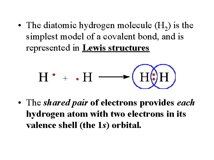  • The diatomic hydrogen molecule (H 2) is the simplest model of a