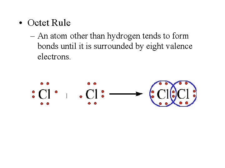  • Octet Rule – An atom other than hydrogen tends to form bonds