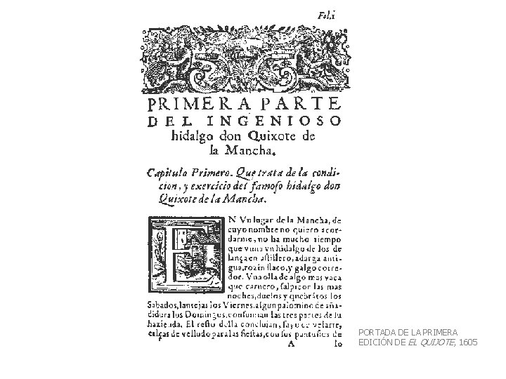 PORTADA DE LA PRIMERA EDICIÓN DE EL QUIJOTE, 1605 