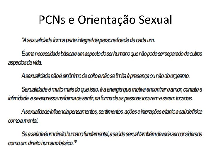 PCNs e Orientação Sexual 