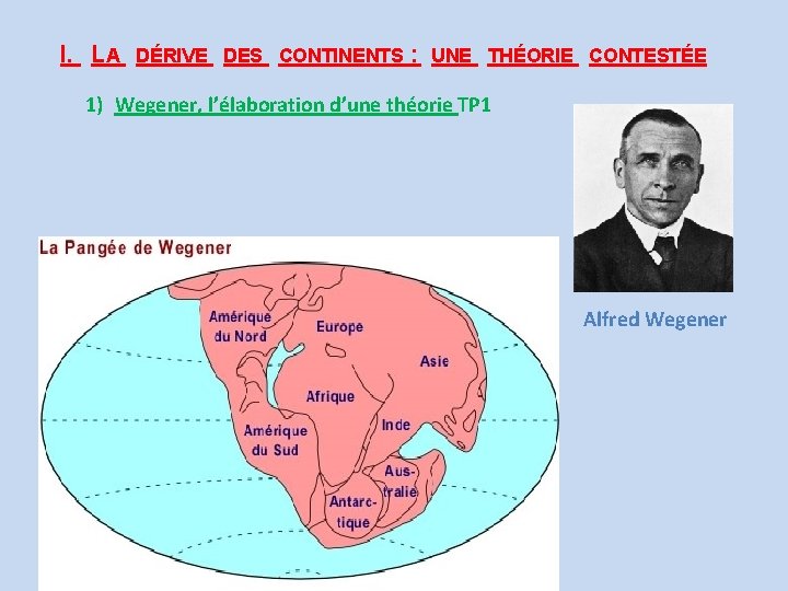 I. LA DÉRIVE DES CONTINENTS : UNE THÉORIE CONTESTÉE 1) Wegener, l’élaboration d’une théorie