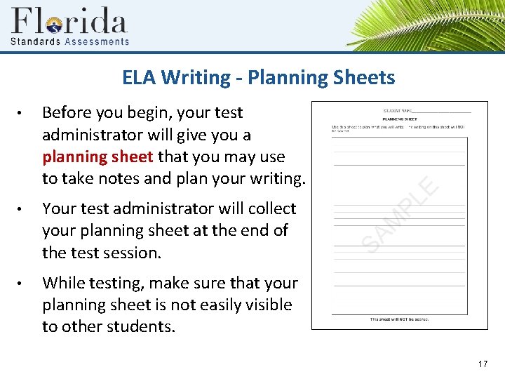 ELA Writing - Planning Sheets • Before you begin, your test administrator will give