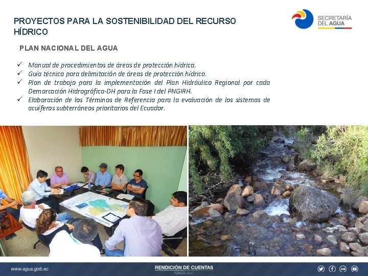PROYECTOS PARA LA SOSTENIBILIDAD DEL RECURSO HÍDRICO PLAN NACIONAL DEL AGUA ü Manual de