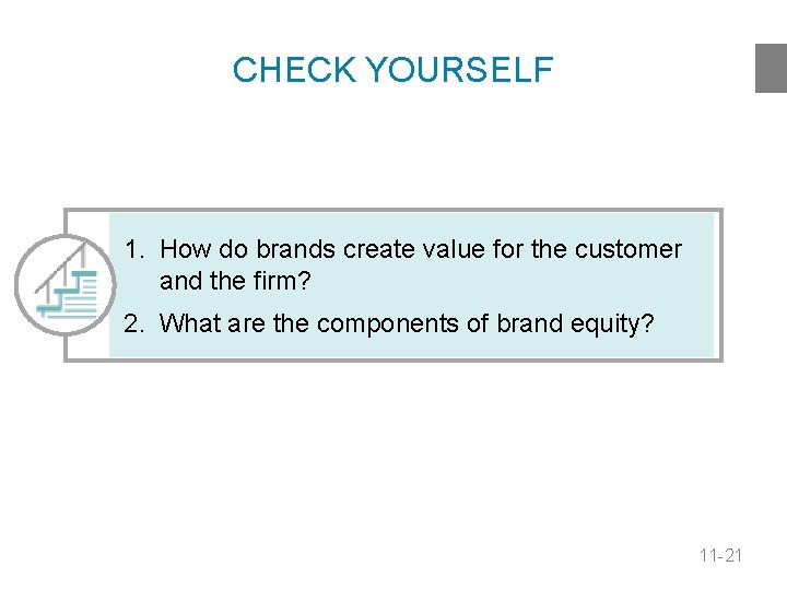 CHECK YOURSELF 1. How do brands create value for the customer and the firm?