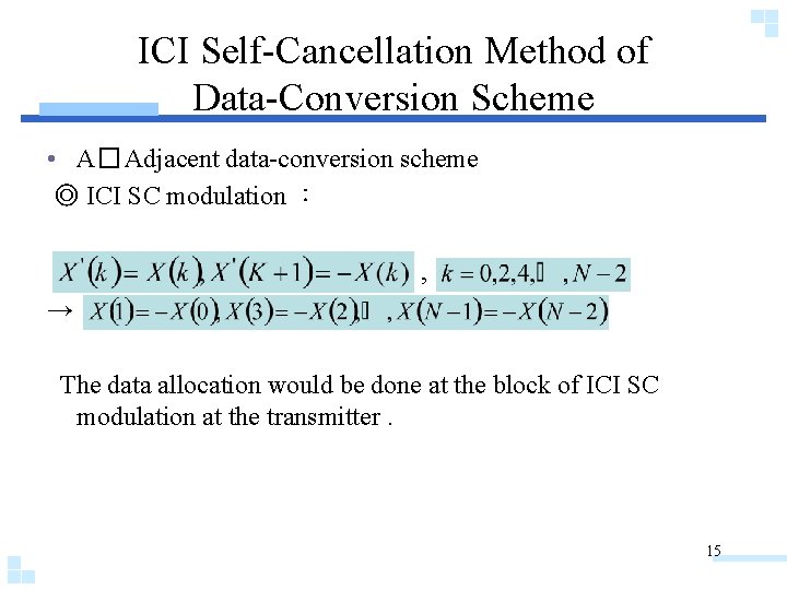ICI Self-Cancellation Method of Data-Conversion Scheme • A� Adjacent data-conversion scheme ◎ ICI SC