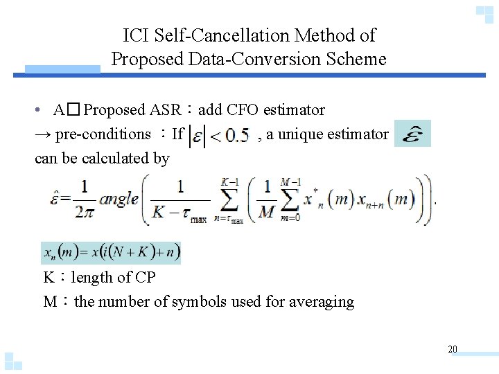 ICI Self-Cancellation Method of Proposed Data-Conversion Scheme • A� Proposed ASR：add CFO estimator →