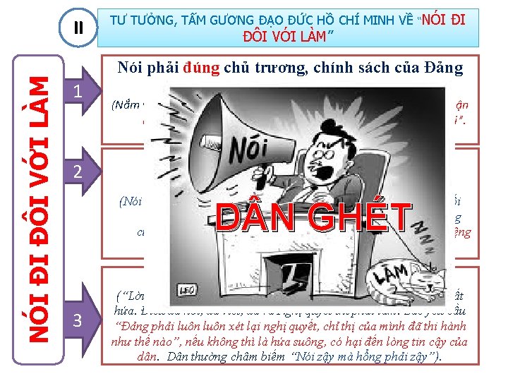 NÓI ĐI ĐÔI VỚI LÀM II 1 2 TƯ TƯỞNG, TẤM GƯƠNG ĐẠO ĐỨC