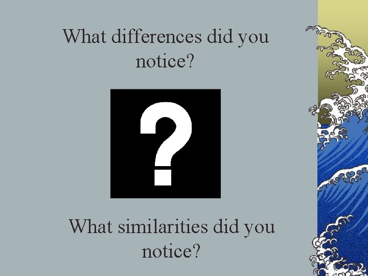 What differences did you notice? What similarities did you notice? 
