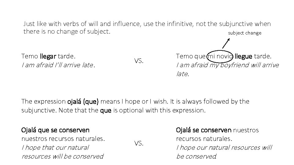 Just like with verbs of will and influence, use the infinitive, not the subjunctive