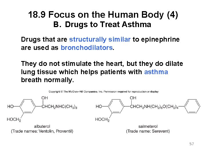 18. 9 Focus on the Human Body (4) B. Drugs to Treat Asthma Drugs