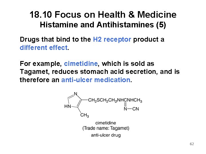 18. 10 Focus on Health & Medicine Histamine and Antihistamines (5) Drugs that bind