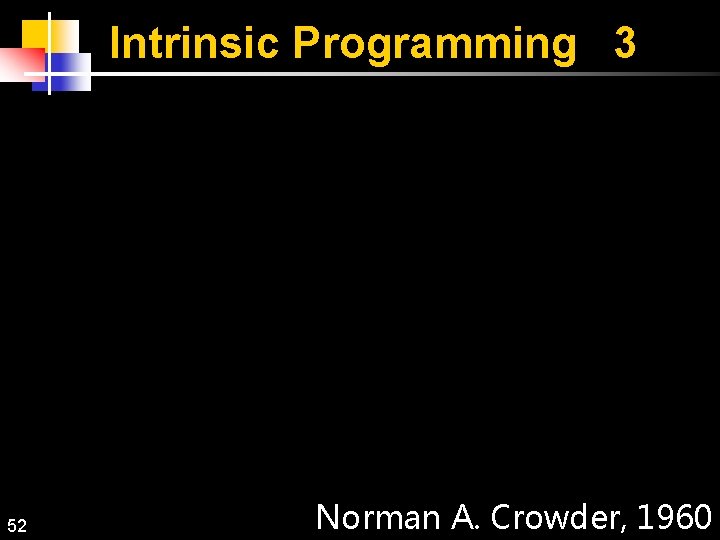 Intrinsic Programming 3 52 Norman A. Crowder, 1960 